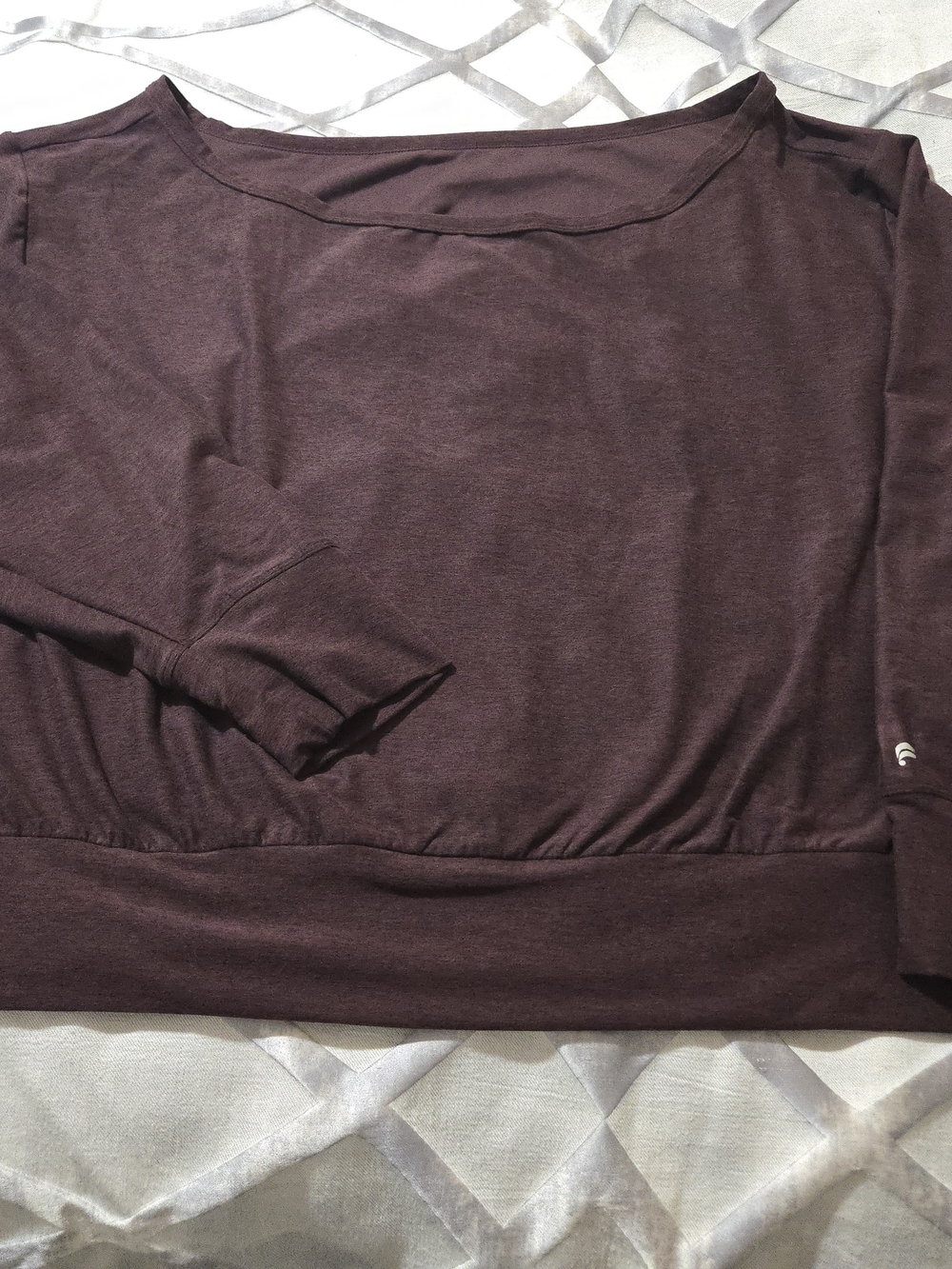 Fabletics Oxblood Heather Off-Shoulder Long-Sleeve Sweatshirt